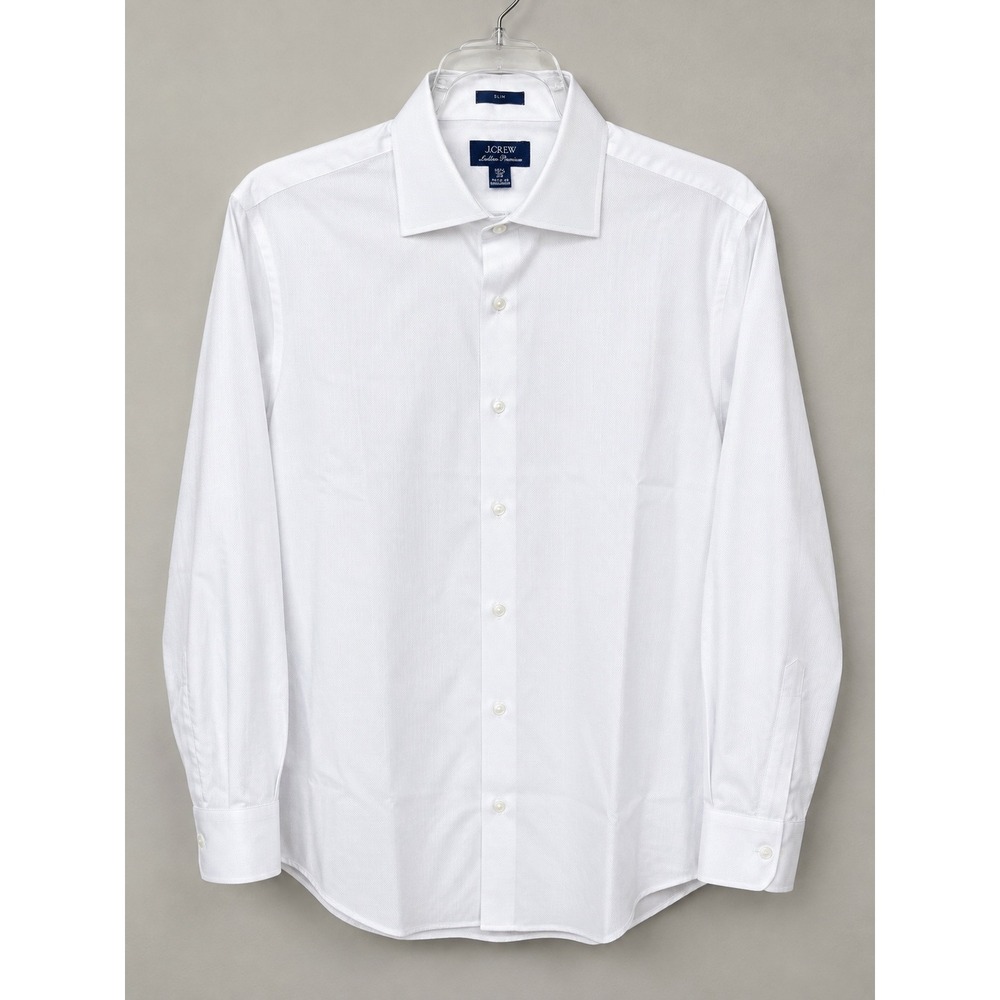 J.Crew Ludlow Premium Dobby Dress Shirt 16H35 White Slim Fit Cotton NWT